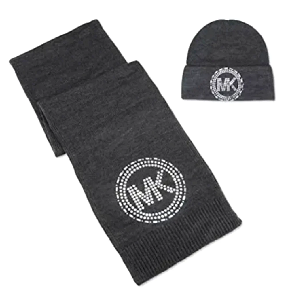 NEW! MICHAEL KORS Embellished Bling Hat & Scarf 2pc. Gift Set.